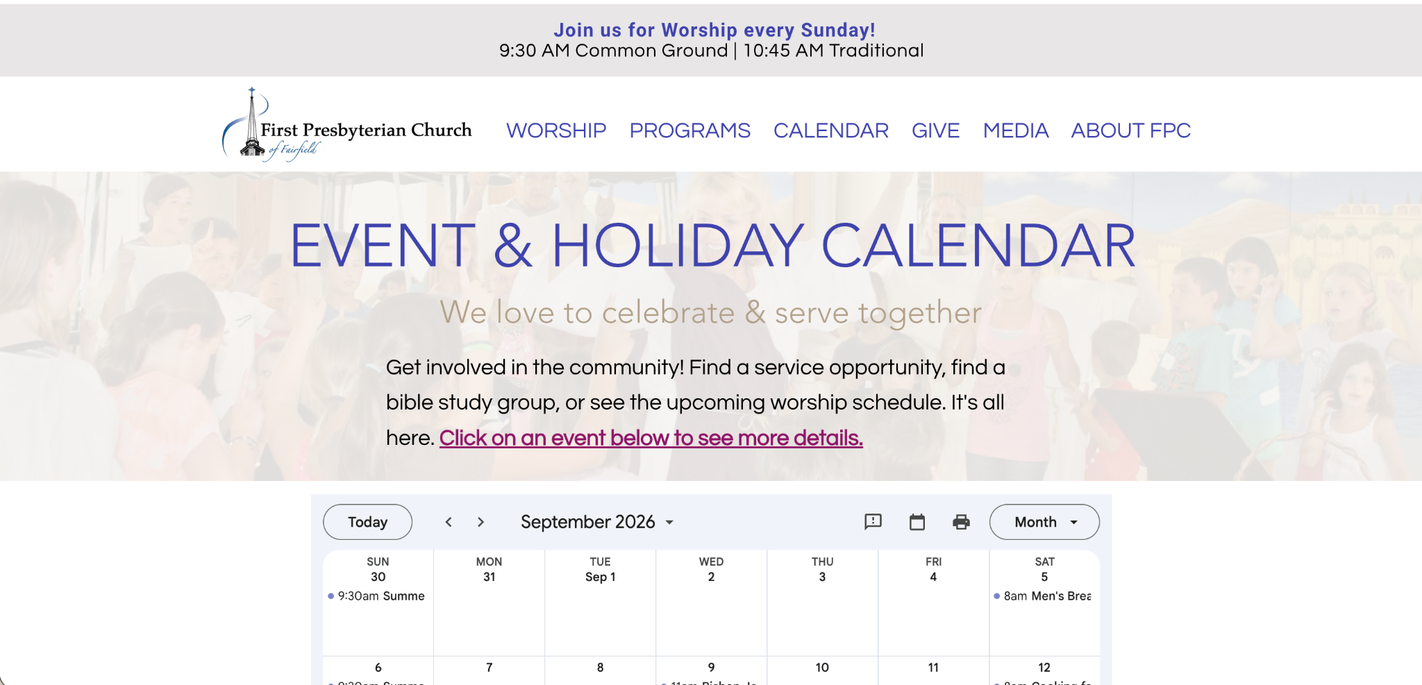 FPC calendar integrated with Google Workspace