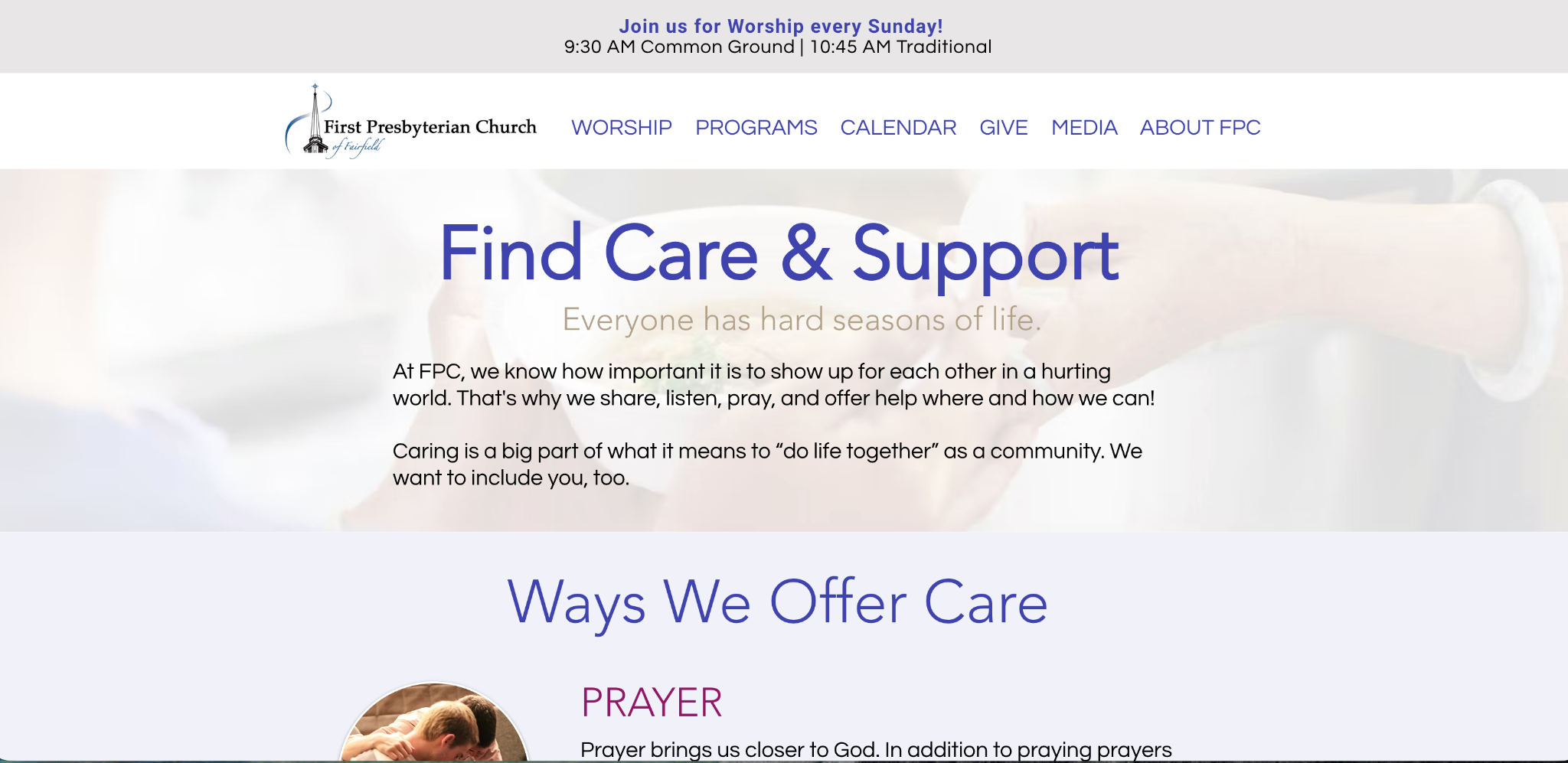 Find Care and Support page