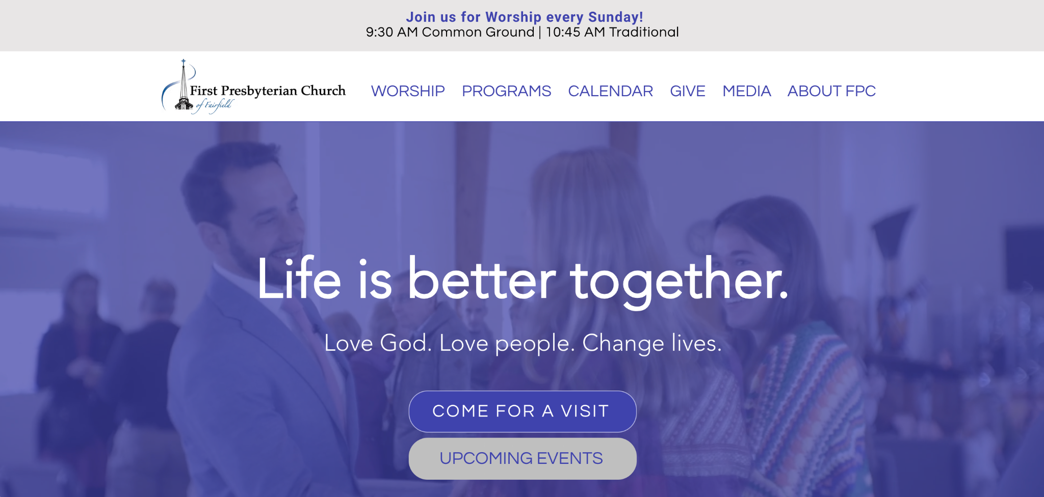 FPC homepage with a dynamic welcome video